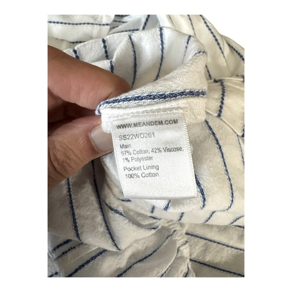 ME + EM | Striped frill-trim tiered cotton-blend dress in White/Blue, Size US 6 - Picture 10 of 13